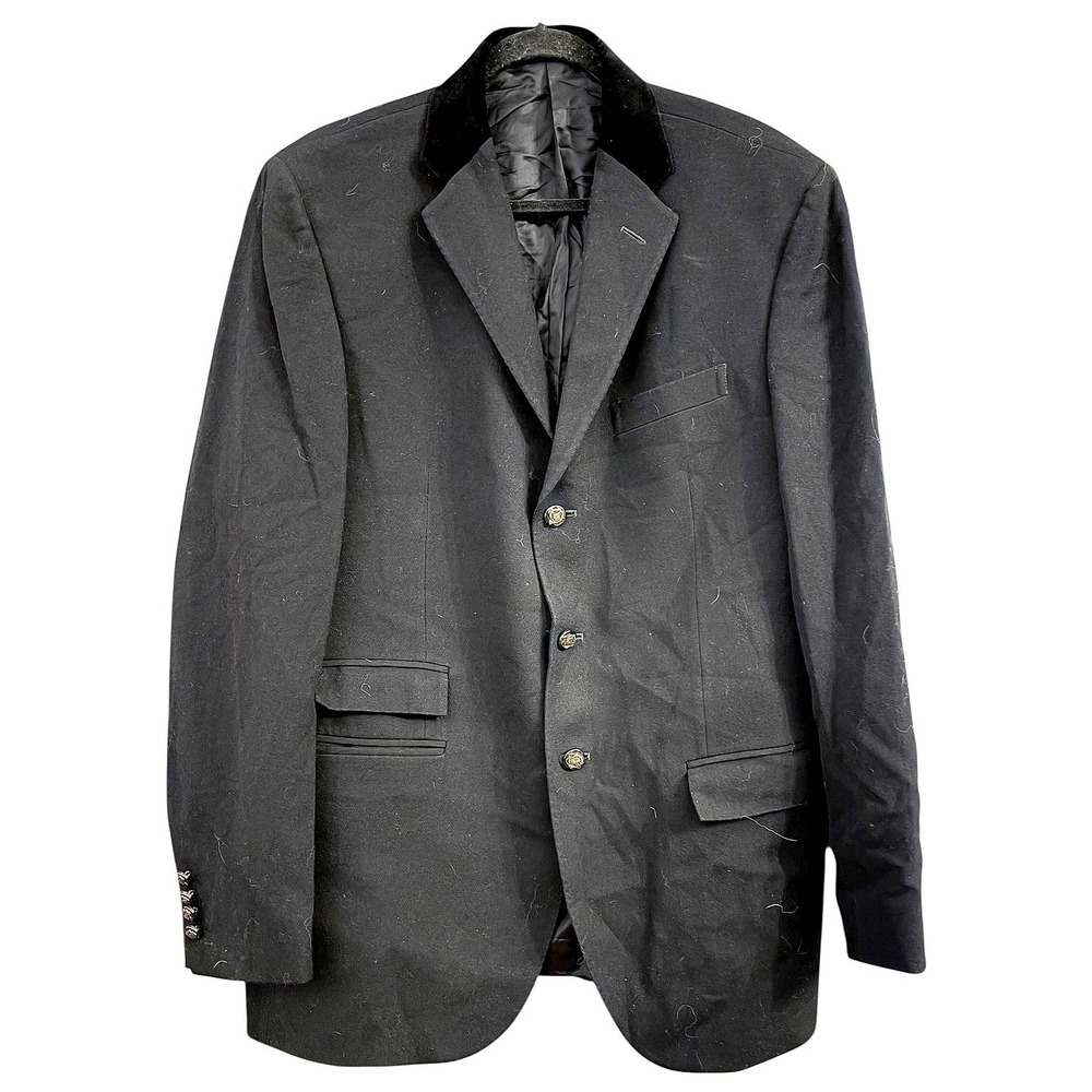 Vintage Polo Ralph Lauren Blue Label Black Paddock Coat Metal Hunt‎ Buttons 42L